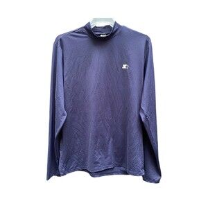 Vintage Deadstock Starter Dri Star Navy Mock Neck Shirt Size L Moisture Wicking